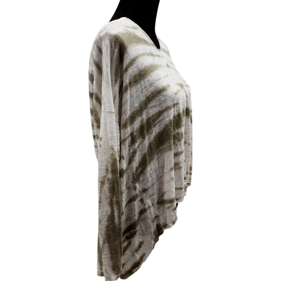 Nwt Vintage Havana Army Green Tie Dye Split Back Long Sleeve Shirt Sz M - Picture 2 of 7